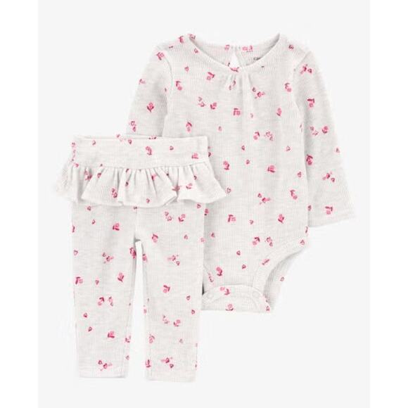 Carter's Baby 2-Piece Floral Valentine's Day Bodysuit Pant Set - Picture 1 of 3